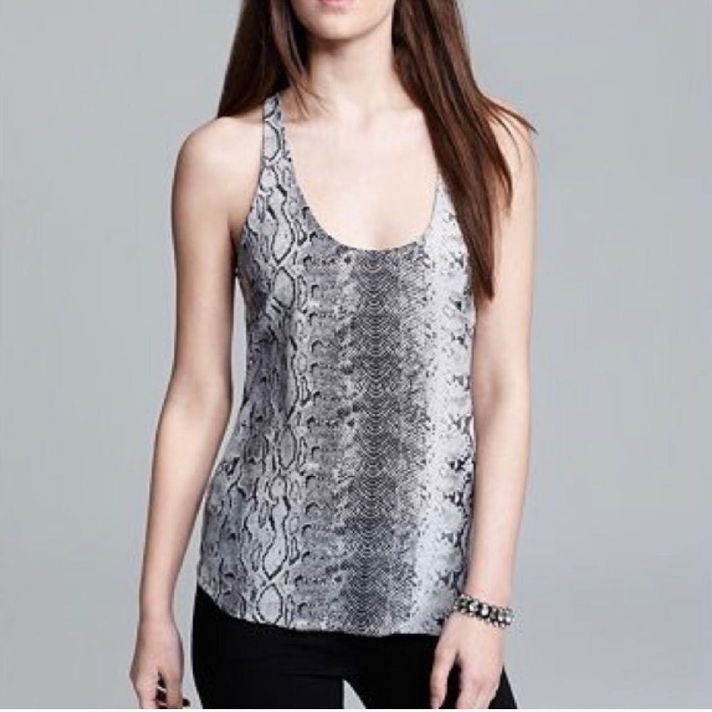 Joie | Snakeskin Racerback Silk Top | M